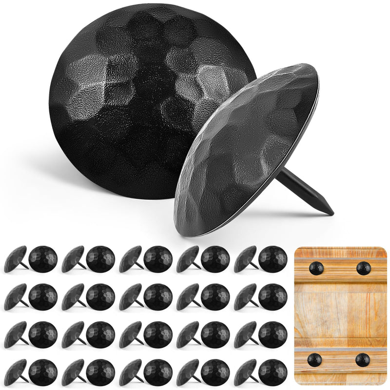 60 Pcs 1 Inch Large Iron Clavos Decorative Nails Iron Antique Clavos Fasteners Ornamental Rustic Accent for Wood Doors, Shutters, Faux Wood Beams, Gates and Furniture (Black) Black 60