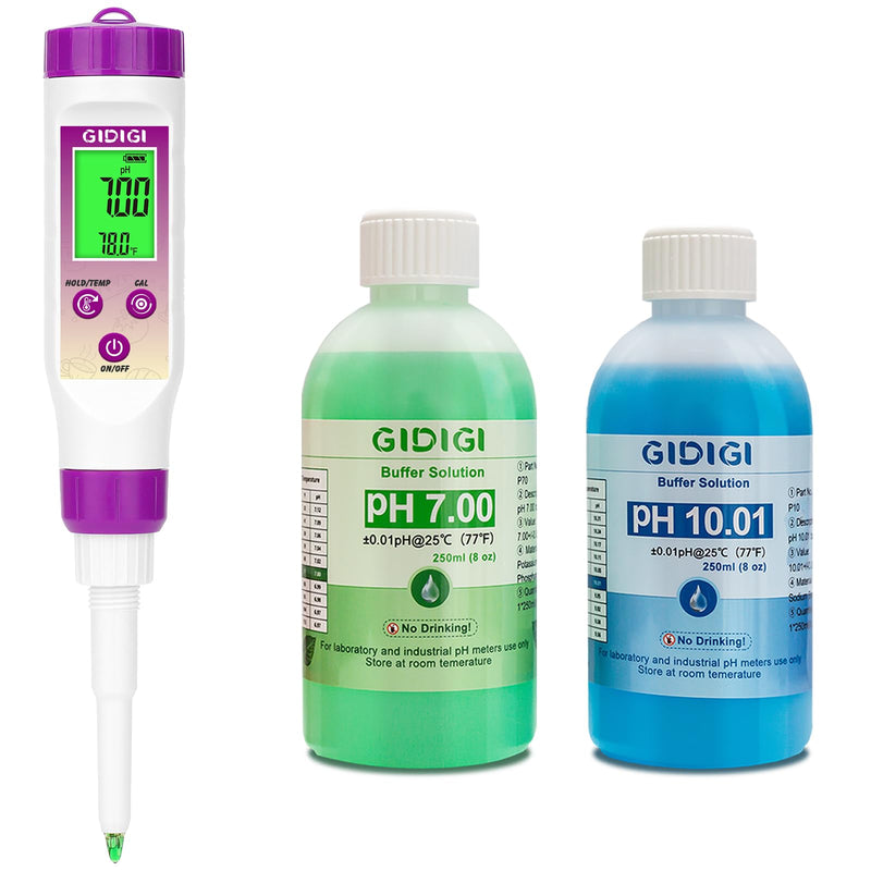 [Australia - AusPower] - pH Meter Food Digital Electronic pH Tester for Fermentation 3 * 50ml pH Buffer Calibration Solution Kits Hot Sauce Food Tester Probe for Cheese Sourdough pH Temperature pH Test Strips for Acidity 