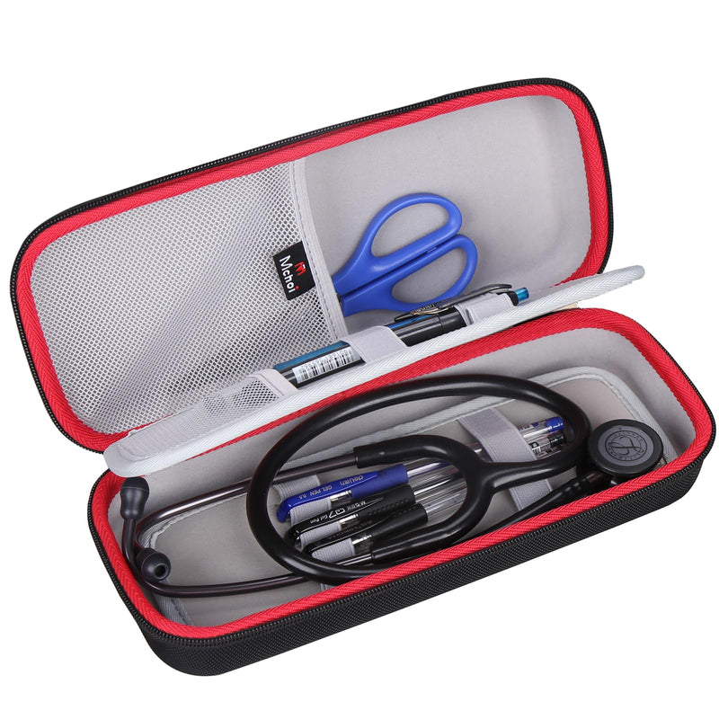 [Australia - AusPower] - Mchoi Stethoscope Case Compatible with 3M Littmann Classic III, Lightweight II S.E, MDF Acoustica Deluxe Stethoscope, Extra Room for Medical Scissors EMT Trauma Shears and Accessories, Black Grey 