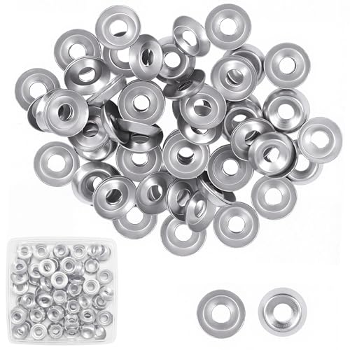 Hualleko #12 countersunk 304 stainless steel washers, silver and black metal cup washer set for screws and bolts