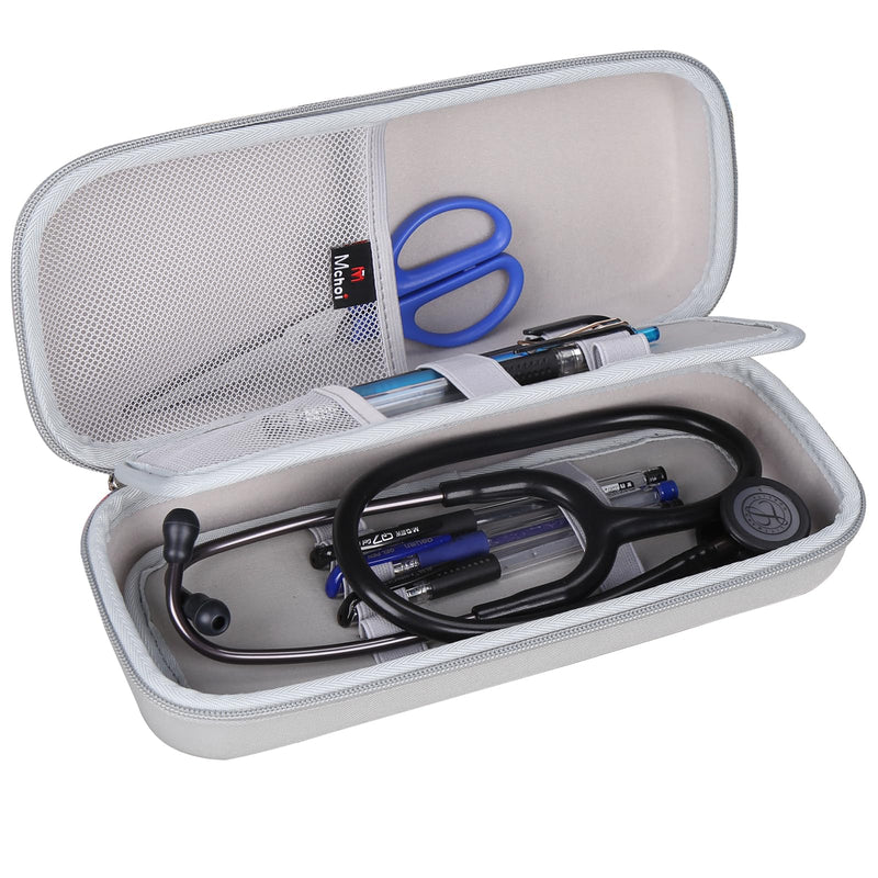 [Australia - AusPower] - Mchoi Stethoscope Case Compatible with 3M Littmann Classic III, Lightweight II S.E, MDF Acoustica Deluxe Stethoscope, Extra Room for Medical Scissors EMT Trauma Shears and Accessories (Grey, Medium) Grey 