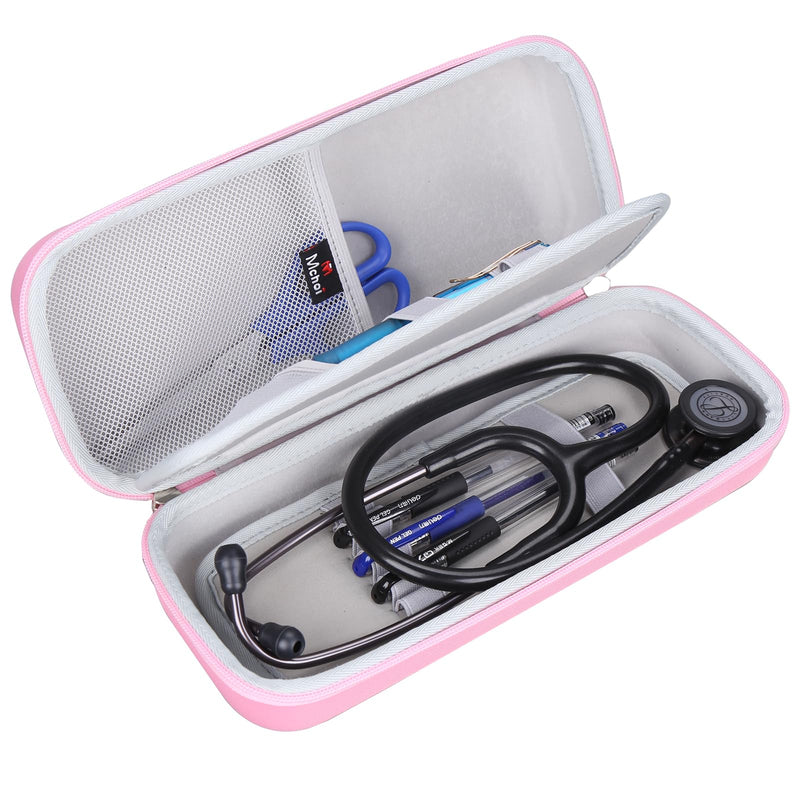 [Australia - AusPower] - Mchoi Stethoscope Case Compatible with 3M Littmann Classic III, Lightweight II S.E, MDF Acoustica Deluxe Stethoscope, Extra Room for Medical Scissors EMT Trauma Shears and Accessories, Pink Grey 