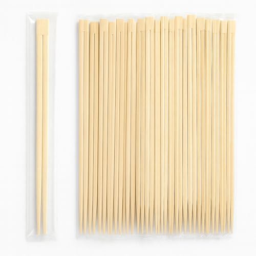 Disposable Bamboo Wood Chopsticks – 9.25" Break-Apart Square Chopsticks Individually Wrapped, Flat Wooden Chop Sticks for Takeout, Restaurants & Catering (100paris) 100paris