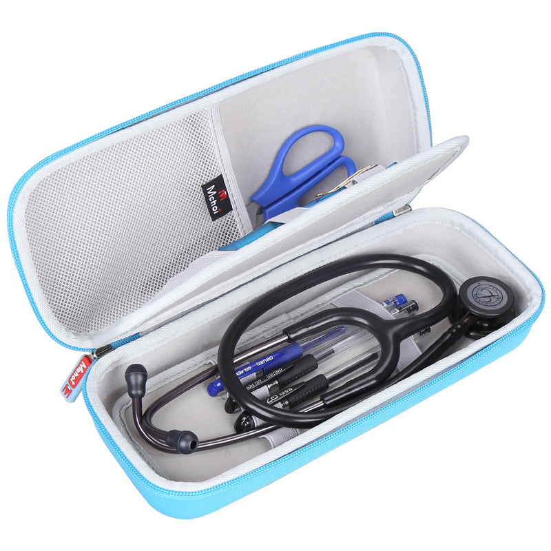 [Australia - AusPower] - Mchoi Stethoscope Case Compatible with 3M Littmann Classic III, Lightweight II S.E, MDF Acoustica Deluxe Stethoscope, Extra Room for Medical Scissors EMT Trauma Shears and Accessories, Blue Grey 
