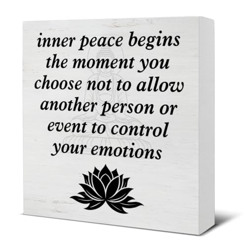 Zen Decor, Spiritual Decor, Inner Peace Begins the Moment You Choose Wood Sign Home Office Meditation Room Bedroom Yoga Room Table Shelf Wall Desk Decoration 5×5 Inches