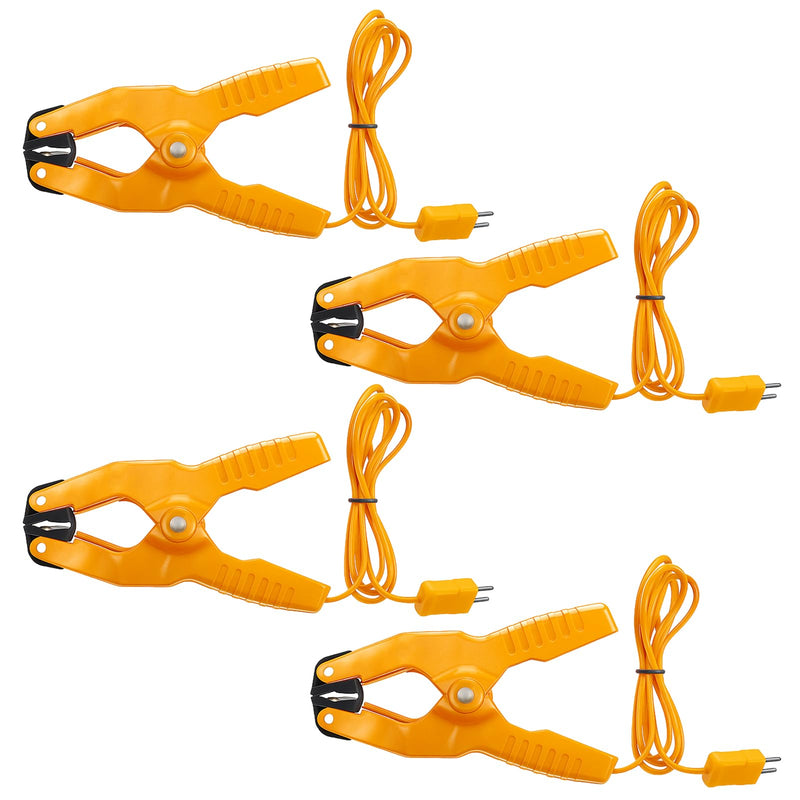 [Australia - AusPower] - 4 Pcs Temperature Clamp HVAC K Type Thermocouple Thermometer Lead Probe Pipe Clip Multimeter Sensor Jaw Clip Plumbing Clamp Measures -40~392℉ for Heating and Cooling System 