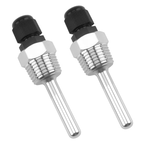 Set of 2 Immersion Sleeves, 1/2 Stainless Steel, Temperature Sensor, 8 x 50 mm, 1/2 Inch Stainless Steel Immersion Sleeve, 8 x 50 mm with G1/2 Thread for Sensors, Collectors, Heating Systems, Industrial Use
