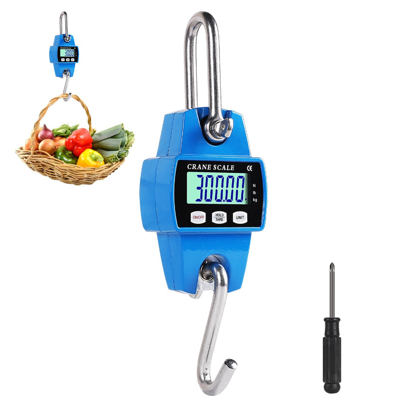 EFUTURETIME Digital Hanging Scales 300KG Crane Scale Aluminum Blue | Precision and Portability Game Scale Hook Scale for Hunting Fishing Farm Factory Wharf Weighing Steel Raw Materials