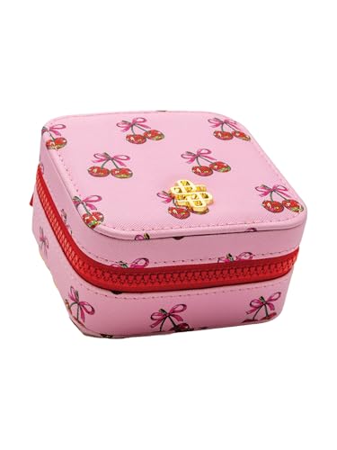 Simply Southern Mini Travel Jewelry Case, Organizer Box with Mirror, Portable Storage for Rings, Earrings, Necklaces (Cherry) Cherry
