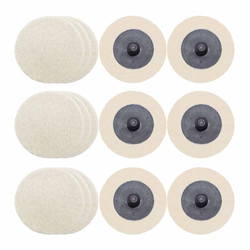 Merryland Pack of 15 Wool Felt Polishing Pads 50 mm Wool Polishing Wheel | 50 mm rod sander, wool felt polishing disc, quick change disc, metal steel, DGTAB15C1 Without shaft