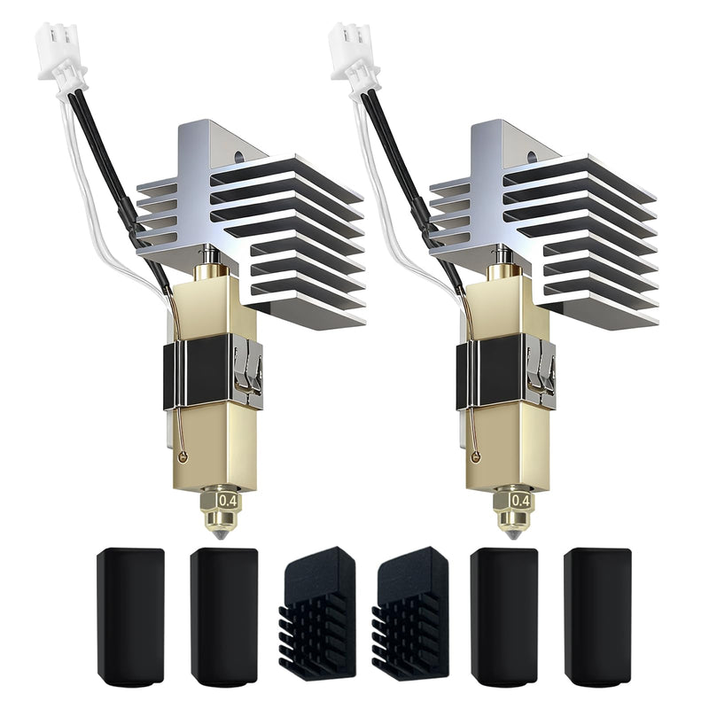 [Australia - AusPower] - 2 Pack 0.4MM Centauri Carbon Hotend with Brass Hardened Steel Nozzle, 3D Printer Print Head Extruder Part for Elegoo CC Accessories with Extra 2 Silicone Covers and 2 Nozzle Cleaners 2 Pack Hotend Kit 