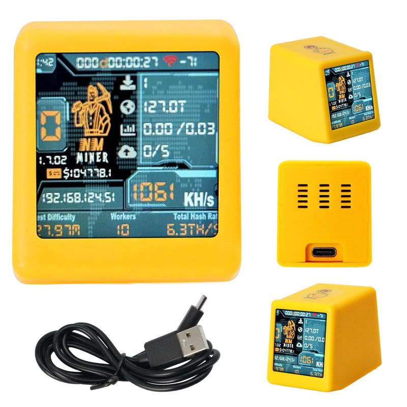 V2 Bitcoin Miner Binghe 1060 KH/s V2 Intelligent Display with ESP32 and Table Clock Bitcoin Miner BTC Solo Lottery Bitcoin Crypto Lottery Compatible with Nerd v2 orange