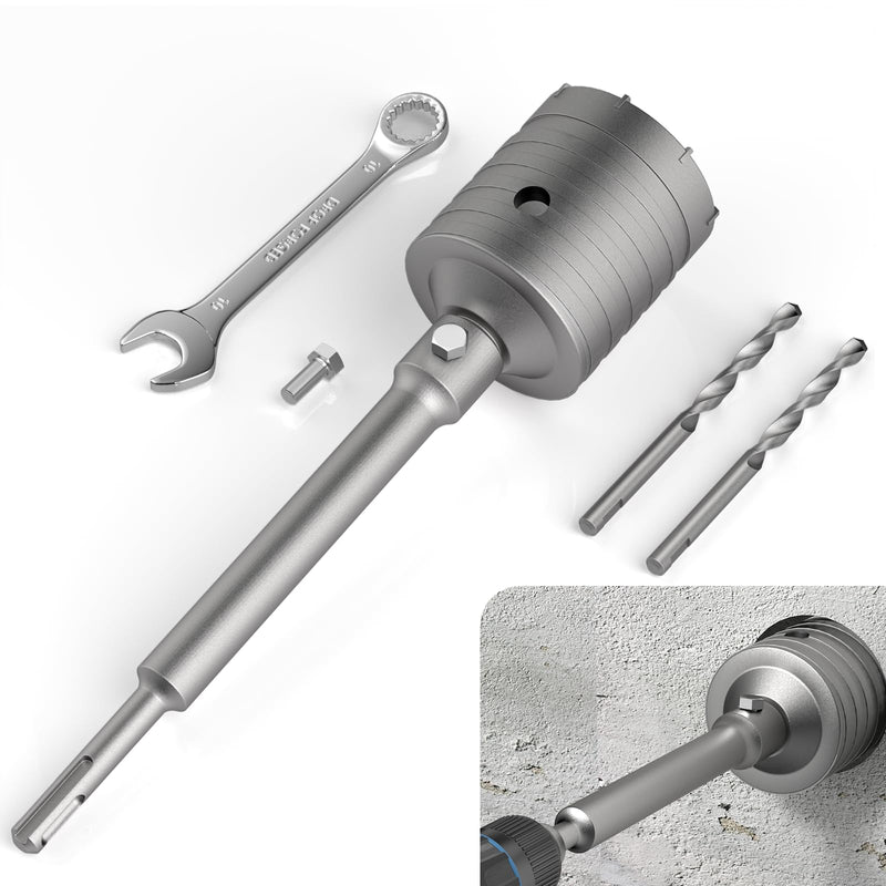 BURMONG Concrete Hole Saw Set with 65/115/150mm Drill Bit and 220mm SDS Plus Connecting Rod, High-Strength Steel Triple-Edged Cutting, Suitable for Drilling Holes in Concrete Brick Stone Wall (65mm) 65mm