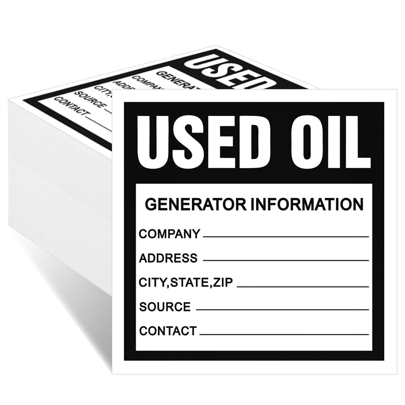 [Australia - AusPower] - Harloon 100 Pack Adhesive-Poly Vinyl Hazardous Waste Label 6 x 6 Inches Used Oil Label, Black and White Hazardous Material Stickers for Industrial, Chemical Safety Compliance(Information Style) Information Style 