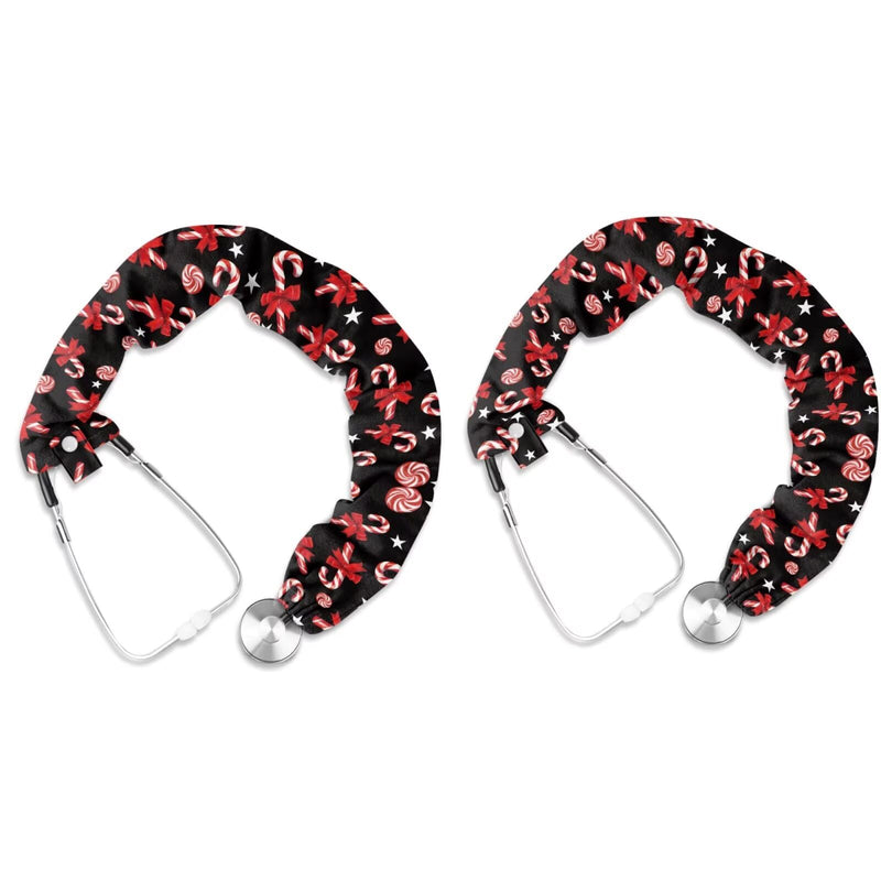 [Australia - AusPower] - Christmas Stethoscope Sleeve Nurse 2 Pack Candy Cane Stethoscope Cover Sleeve for Nurses Doctors Christmas Decorations 