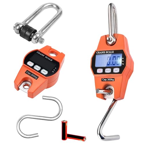 Digital Hanging Scale, 300 kg Mini Portable Scales with Hooks, LCD Display Suitcase Scales Digital with Hooks, Luggage Scales Support Load Scale, Spring Scales for Suitcases, Fishing, Hunting