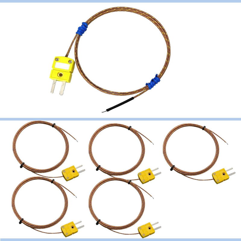 [Australia - AusPower] - K-Type Thermocouple Probe - High Accuracy Temperature Sensor with 1M and 3M Fiberglass Cable, -58°F to 899°F (-50°C to 482°C) Range, Fast <2s Response, Compatible with Type-K Measuring Devices 