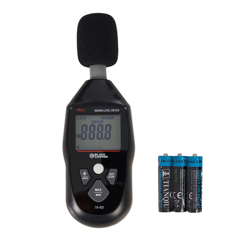[Australia - AusPower] - BLACK CANYON Sound Level Meter – Digital DB Meter, Sound Decibel Meter, Decibel Reader, Noise Decibel Reader, 30–130dB, 30Hz–8kHz, A-Weighting, Max/Min, Data Hold, Auto Power-Off, LCD Display 
