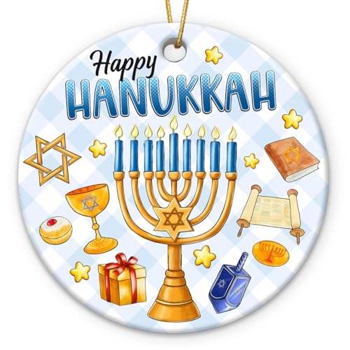 Hanukkah Gifts 2025, Meaningful Spiritual Jewish Gifts for Women, Men, Double Sided Christmas Ornament for Hanukkah Decorations Tree, Gift for Jewish Men Friends, Neighbors, Mom, Dad