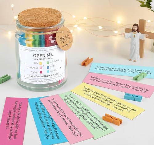 Bible Verse Jar for Women, Jesus Decor & Bible Gifts with 108 Scripture Stickers, Inspirational Encouraging Gifts for Kids with Gift Box, Christian Devotional Scripture Jar for Baptism & Confirmation Bible Verse Jar