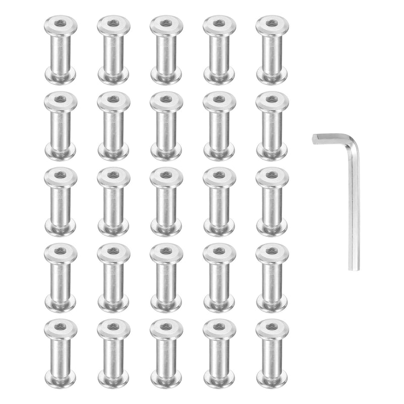 [Australia - AusPower] - PATIKIL M6x6mm Hex Chicago Screws 8x20mm, 20Pcs 304 Stainless Steel Metric Hex Drive Socket Cap Binding Post Screw Posts for Scrapbook Leather Belt Album Furniture Repair, Silver M6x6mm, 8x20mm 20 