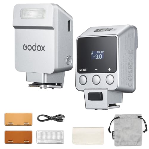 Godox iT22 iT22-C Flash for Canon, Mini TTL Flash with Intuitive Screen iT22-C for Canon (Silver)