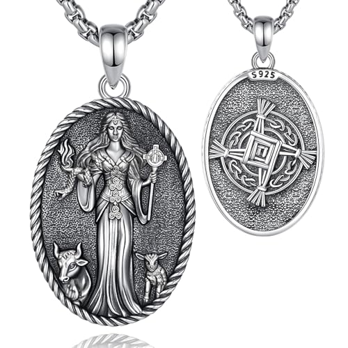 EUDORA S925 Sterling Silver Goddess Necklace Amulet Pendant for Women A05-ST Brigid Goddess