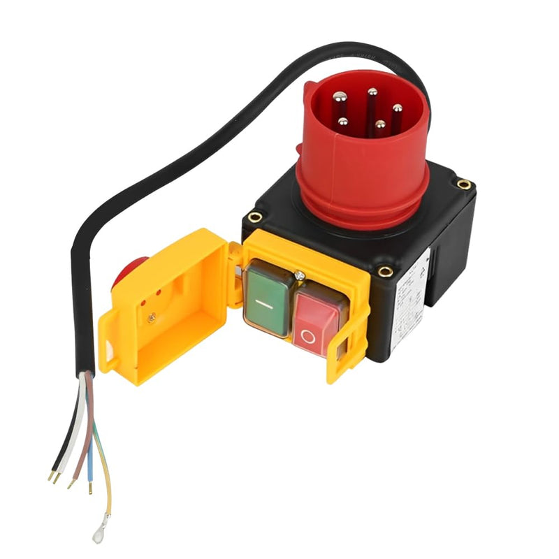 Motor Protection Switch 400 V, 3-Phase Emergency Stop Switch with CEE Plug, Waterproof Electromagnetic Machine Switch 400 V with 67 cm Cable, Phase Inverter, Zero Voltage Switch, Compatible KEDU KOA7