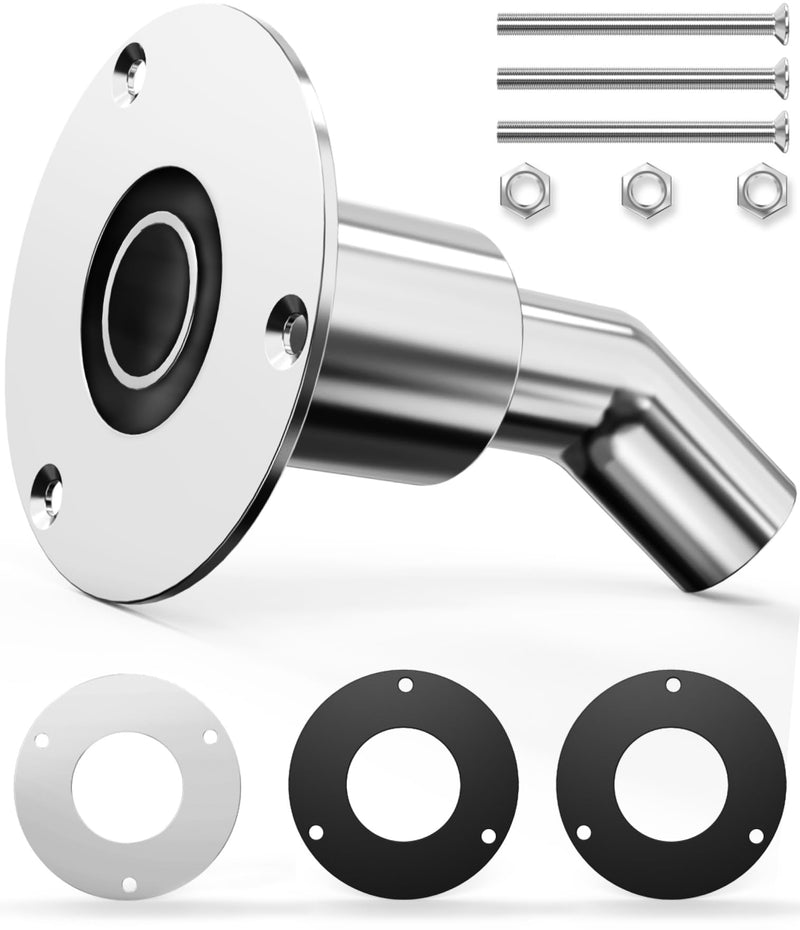 Stainless Steel 316 Diesel Heater Exhaust Port, 24mm Diesel Heater Exhaust Pipe Thru Wall, Thru Hull Pipe Outlet for Diesel Heaters, Thru Hull Fittings for Boats, Trucks, Garage, Diesel Heaters-Angled Angled diesel heater port accessories