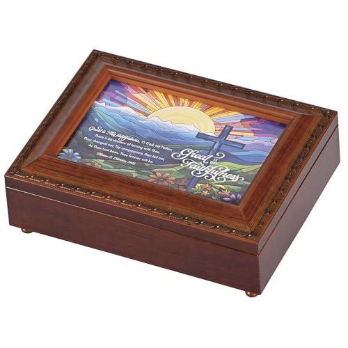 Dicksons, Classic Hymns, Inspirational Christian, Rope Trim Framed, Keepsake Music Box, Jewelry Organizer, Plays Tune From Song, Great is Thy Faitfulness