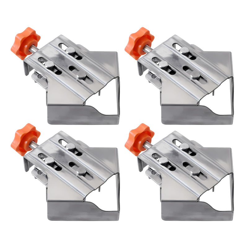 Owfeel 4pcs Stainless Steel Right Corner Clamp,90 Degree Right Angle Clamp for Woodworking,Right Angle Clip Fixer,Single Handle Clamps for Woodworking, Photo Framing (Close) 4 Pcs Close