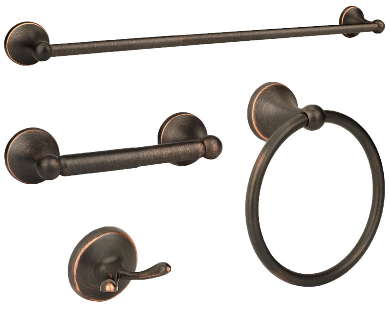 4 Piece Antique Bathroom Hardware Accessories Set Oil Rubbed Bronze,24 Inch Towel Bar Set,Towel Rack for Bathroom,Bathroom Towel Holder Bronze Oil Rubbed Brushed Bronze