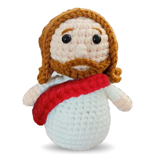 Mini Crochet Jesus Figures Gifts for Women Faith Cute Jesus Plush Christian Stuff Prayer Room Essentials Easter Basket Religious Gifts for Kids Christian Gift for Easter, Birthday 05 Red