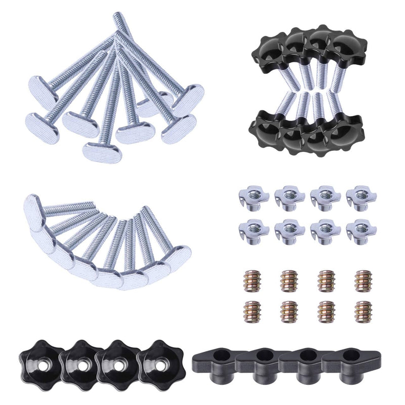 [Australia - AusPower] - 48 Pieces T Track Bolts and Knobs Kit, 1/4" x20 T Bolts & Threaded Knobs, T Track Accessories and Parts Hardware Set for Woodworking Jigs and Fixtures 