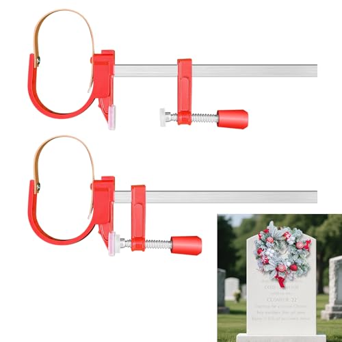 Cemetery Wreath Holder,Headstone Hanger for Gravestones 3-8'',Grave Markers Red 3 to 8 inches