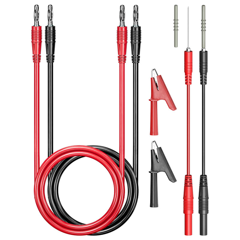 [Australia - AusPower] - Goupchn 4mm Banana Plug Test Leads Kit with Wire Piercing Probes Extension Cables, Alligator Clips for Multimeter Electrical Testing Red&Black 6PCS Test Leads Kit 