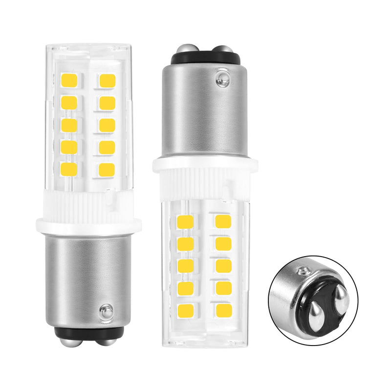 LED 115-7 Light Bulb 12V-24V DC/AC, 3W 350 Lumens, Flicker-Free, CRI85 - B15-D Socket with Two Contacts (Cool White 6000K, Set of 2) Set of 2 Cool White 6000k