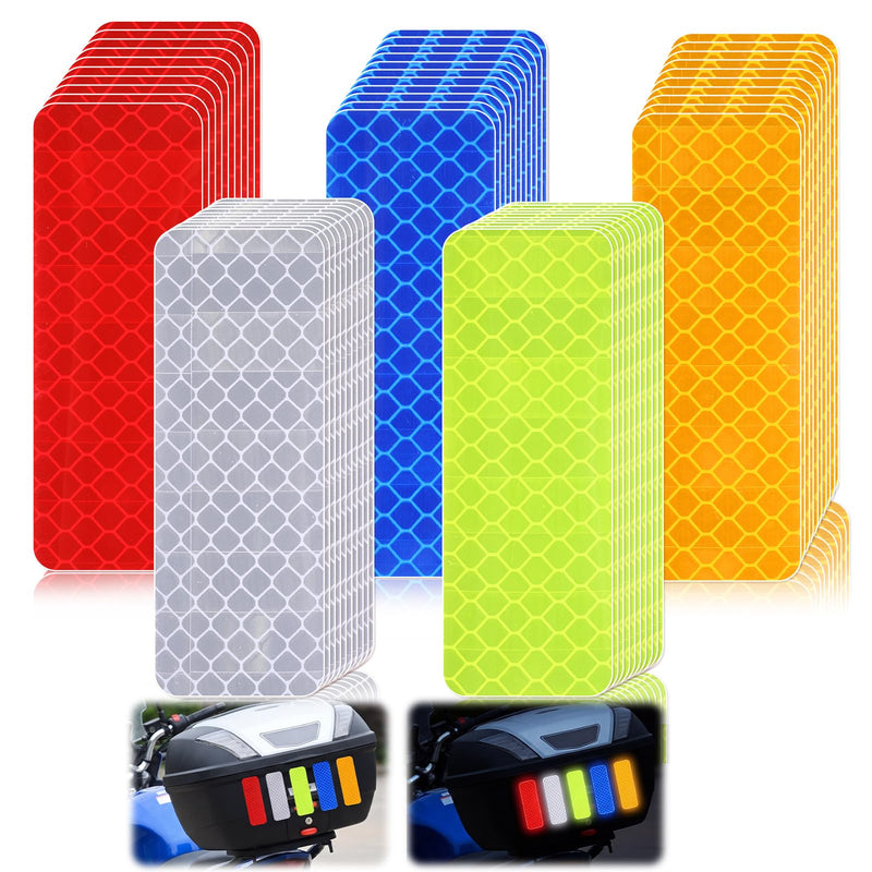 50 Pcs Hard Hat Reflective Stickers, 1.2 X 3.2 Inch Reflective Stickers for Helmet, High Visibility Reflector Bike Sticker for Hard Hat, Helmet, Bike, Motorcycle, Car