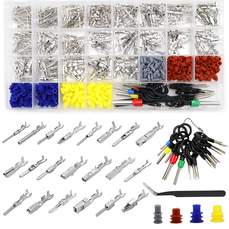 LPZMPZ 814 Piece Car Plug Pin Connector Pins Kit 1/1.5/1.8/2.2/2.8/3.5 mm Male and Female Cable Connector Wire Seals Removal Tool Set for Motorcycles, Cars