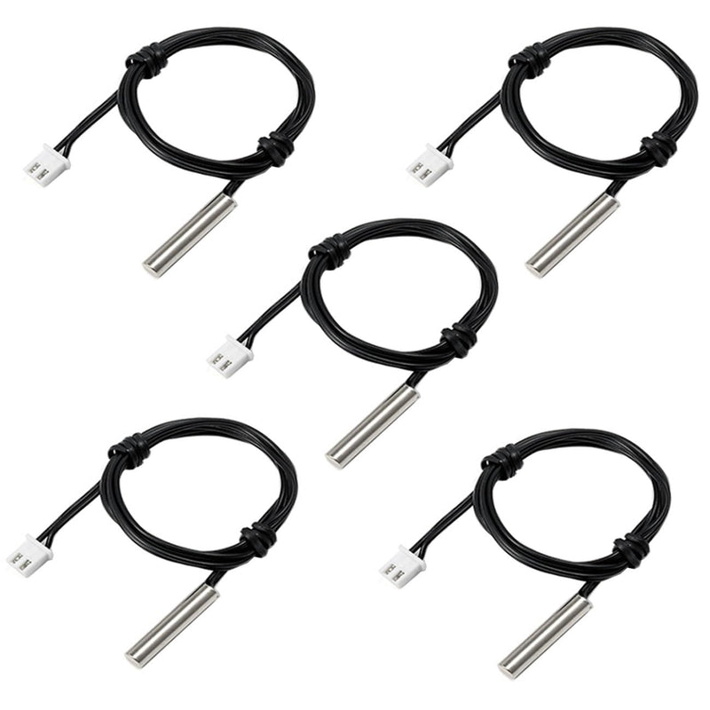 [Australia - AusPower] - 10K Temperature Sensor Probe, Waterproof Temp Sensor Probe -1 Meter 5pcs, Stainless Steel 3950 NTC Temp Sensor Probe, Digital Temperature Transmitter Extension Cable-5PCS 