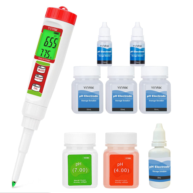 [Australia - AusPower] - YINMIK Food pH Tetser with pH Clibration Solution and pH Storage Solution 