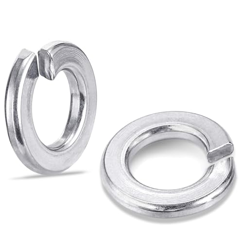 Suneke 1-1/4-inch silver zinc-plated carbon steel spring lock washers, 10-piece set
