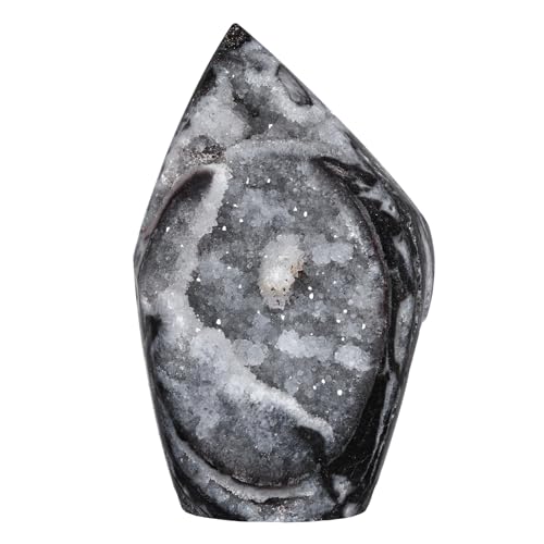 mookaitedecor Natural Sphalerite Geode Tower Crystal Cluster Specimen 0.44-0.66 Pound Black