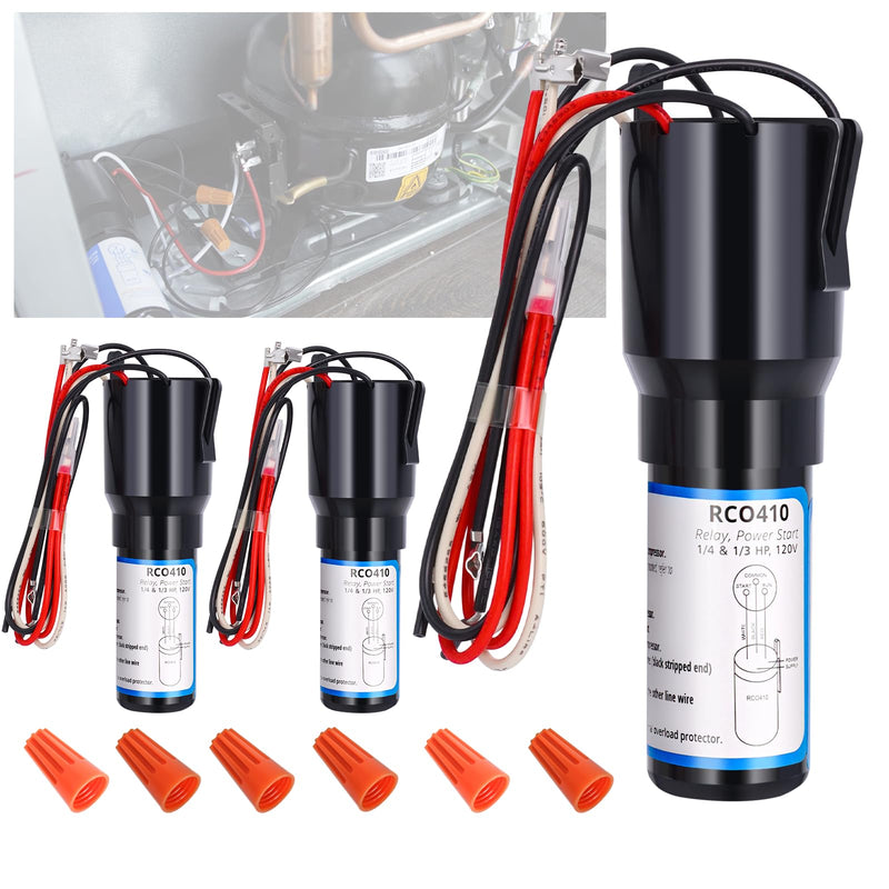 RCO410 3 in 1 Compressor Hard Start Capacitor Kit for Refrigerators & Freezers 1/4-1/3 H.P. 115VAC (3 pcs) RCO410