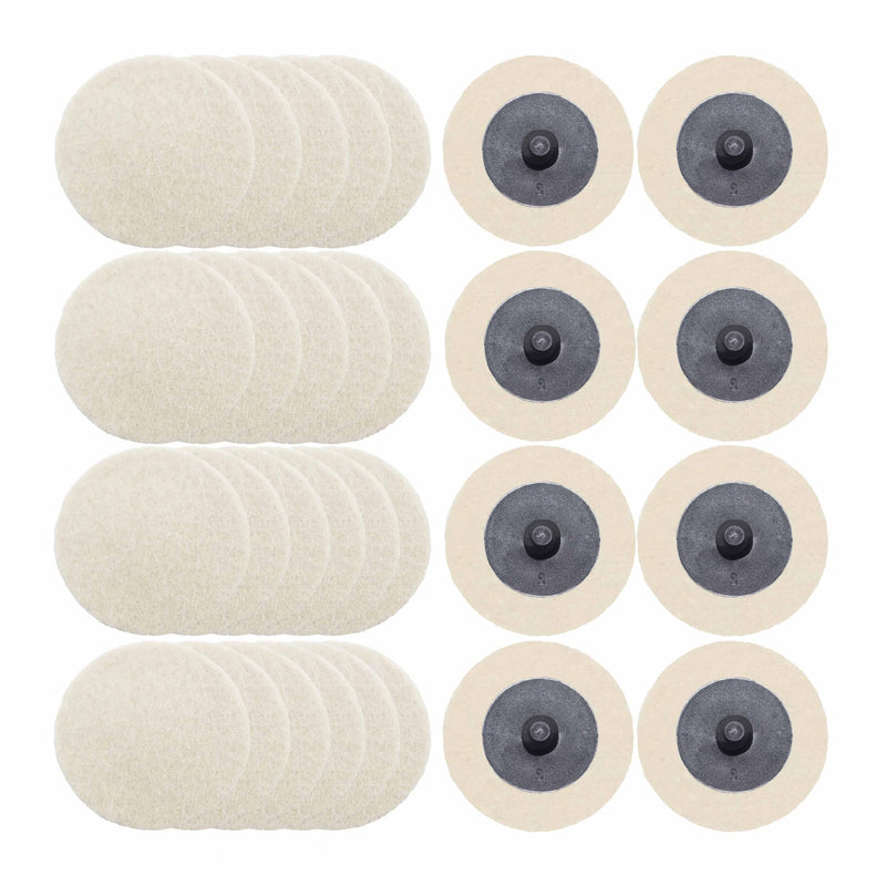 [Australia - AusPower] - Merryland Wool Quick Change Disc 2 inch for Die Grinder, 2inch Polishing Buffing Pad 30 Pack with 1/4 Inch Shank, Wool Fabric Disc Polishing Buffing Wheel Metal Steel Iron Universal, DGTAB32C1 With Shank 30PCS 