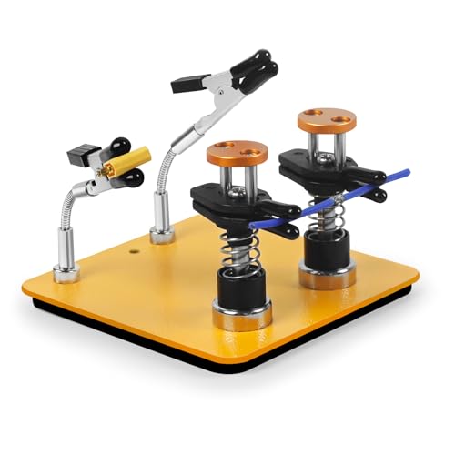 Toolour Third Hand ClampRex O3 for Makers – Compact Soldering Aid Holder with Dual Parallel Clamps, Adjustable Magnetic Base for Circuit Boards, Fine Wires and Components, No Rebound without Bite CalampRex O4