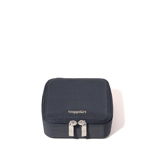 Baggallini Travel Jewelry Box - Lightweight 4.7”x4.7”x1.9” Travel Jewelry Case One Size French Navy