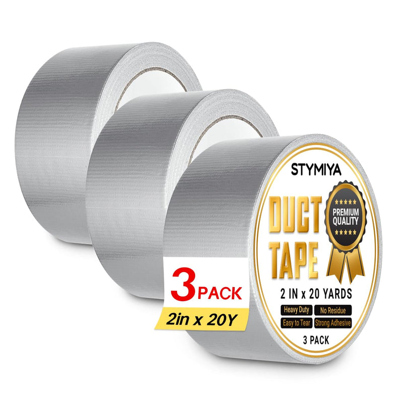 Silver Duct Tape Heavy Duty: Wide Waterproof Outdoor Duck Furniture Repair Tape Bulk - Strong Adhesive Weather UV Resistant No-Residue Masking Tapes Patterns Variety Pack (3, Silver) 3Pack-Silver