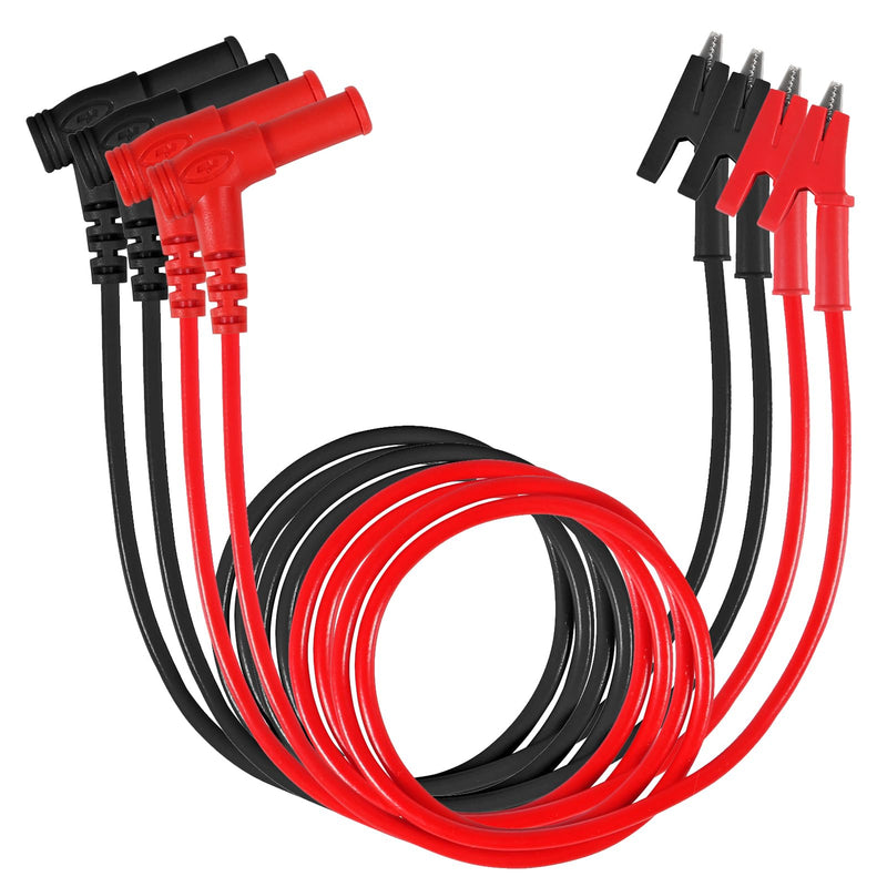 [Australia - AusPower] - 4PCS Multimeter Test Leads Right Angle Banana Plug to Alligator Clip Heavy Duty Silicone Wire for Electrical Testing 3 Feet/1m 2PCS 