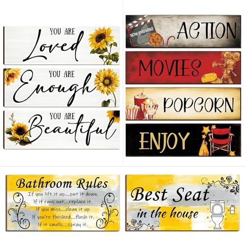 9PCS Wall Decals Decor You are Loved Wall Art Quotes Farmhouse Sunflower Wall Sticker for Living Room Kitchen Bedroom Bathroom